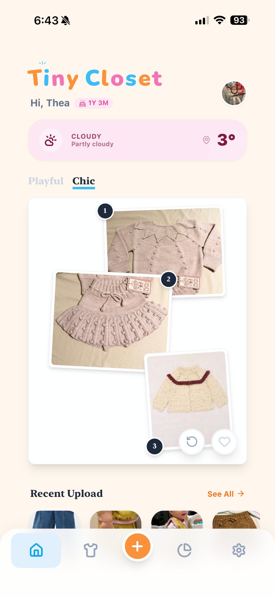 Tiny Closet home — AI outfit suggestions